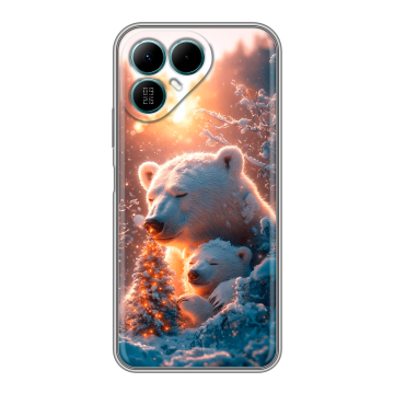 Силиконовый чехол на Tecno Pova 8 с принтом Новый год