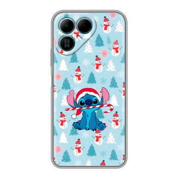 Силиконовый чехол на Tecno Pova 8 с принтом Стич Новый год