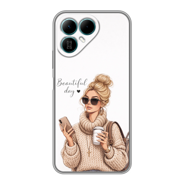 Силиконовый чехол на Tecno Pova 8 с принтом женский