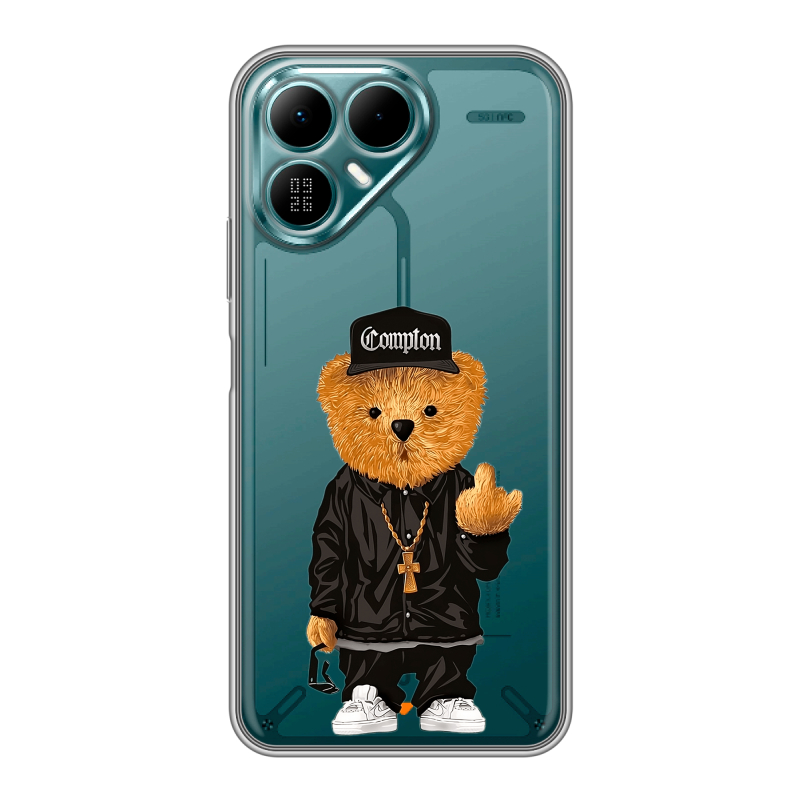 Силиконовый чехол на Tecno Pova 8 с принтом Мишка Силиконовый чехол на Tecno Pova 8 с принтом Мишка