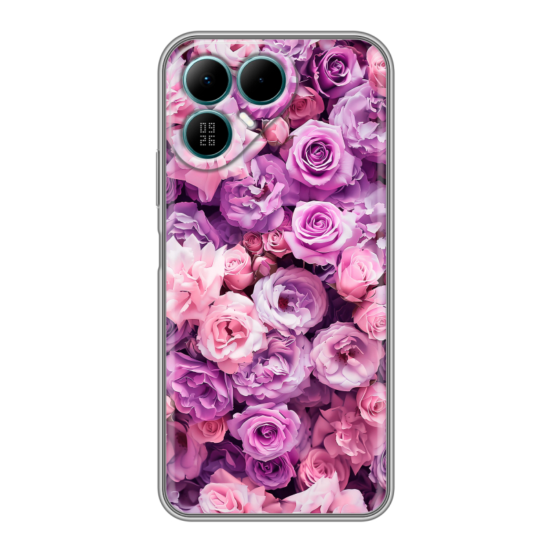 Силиконовый чехол на Tecno Pova 8 с принтом лавандовые розы Силиконовый чехол на Tecno Pova 8 с принтом лавандовые розы