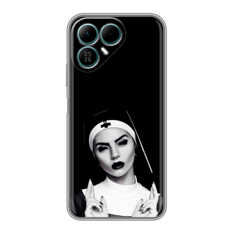 Силиконовый чехол на Tecno Pova 8 с принтом монашка Силиконовый чехол на Tecno Pova 8 с принтом монашка