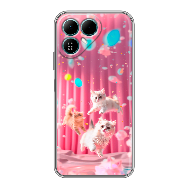 Силиконовый чехол на Tecno Pova 8 с принтом милые котики Силиконовый чехол на Tecno Pova 8 с принтом милые котики