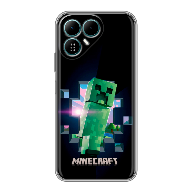 Силиконовый чехол на Tecno Pova 8 с принтом Майнкрафт Minecraft Силиконовый чехол на Tecno Pova 8 с принтом Майнкрафт Minecraft