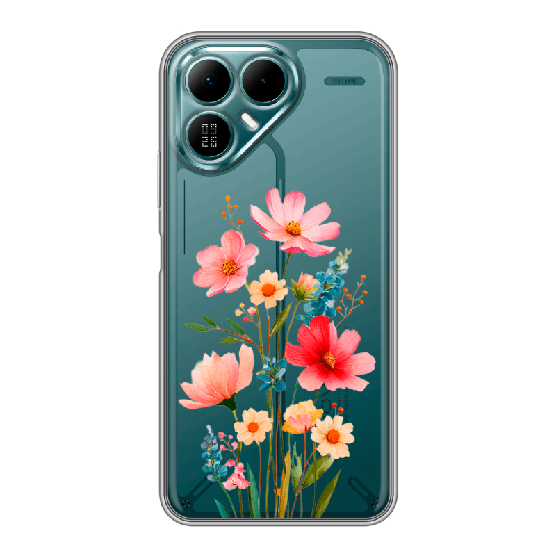 Силиконовый чехол на Tecno Pova 8 с принтом Цветы Силиконовый чехол на Tecno Pova 8 с принтом Цветы