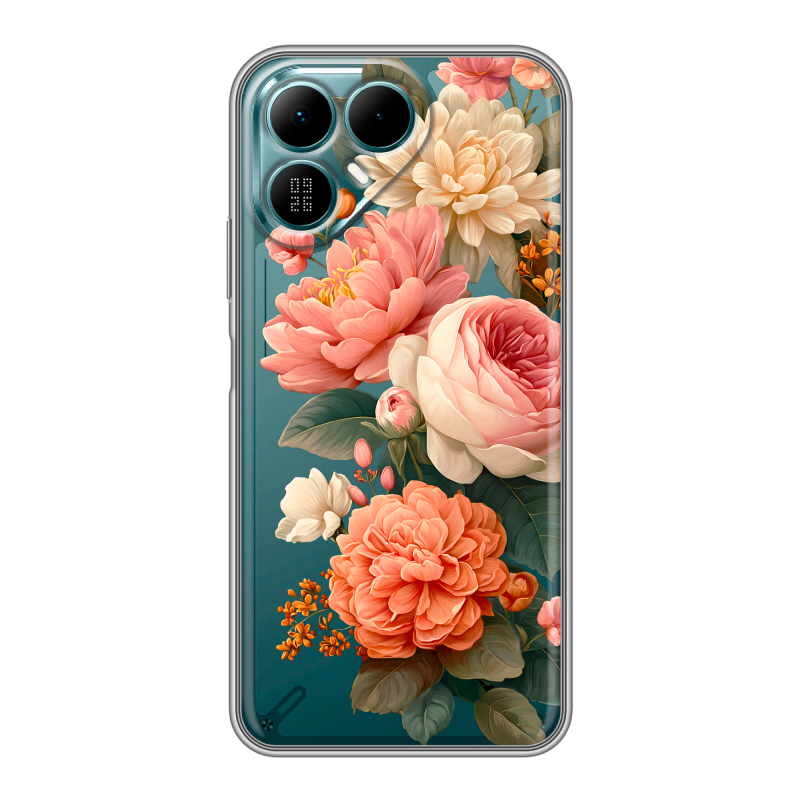 Силиконовый чехол на Tecno Pova 8 с принтом цветы Силиконовый чехол на Tecno Pova 8 с принтом цветы