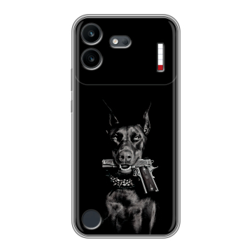 Силиконовый чехол на Nothing Phone (4b) с принтом Доберман и пистолет