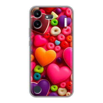 Силиконовый чехол на Nothing Phone (4b) с принтом Сердечки