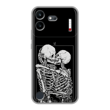 Силиконовый чехол на Nothing Phone (4b) с принтом Поцелуй скелетов