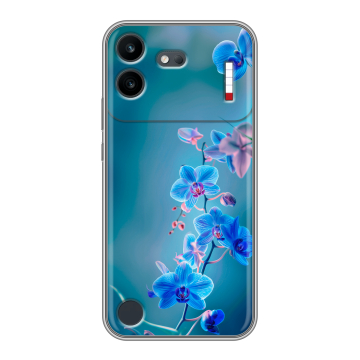Силиконовый чехол на Nothing Phone (4b) с принтом Голубые цветы