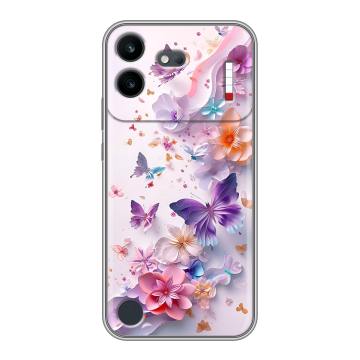 Силиконовый чехол на Nothing Phone (4b) с принтом цветы бабочки