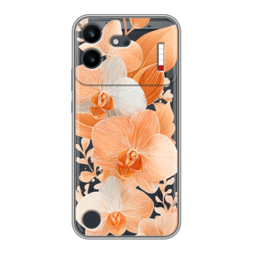 Силиконовый чехол на Nothing Phone (4b) с принтом Бежевые цветы Силиконовый чехол на Nothing Phone (4b) с принтом Бежевые цветы