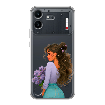Силиконовый чехол на Nothing Phone (4b) с принтом девушка цветы Силиконовый чехол на Nothing Phone (4b) с принтом девушка цветы