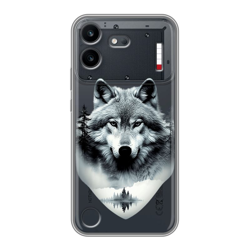 Силиконовый чехол на Nothing Phone (4b) с принтом Волк в лесу Силиконовый чехол на Nothing Phone (4b) с принтом Волк в лесу