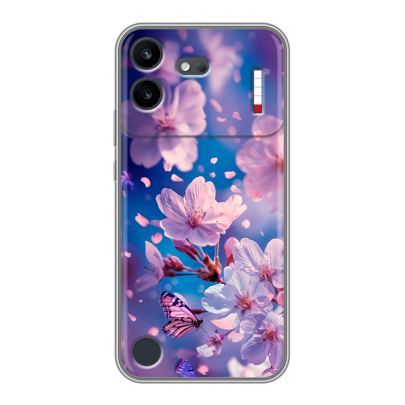 Силиконовый чехол на Nothing Phone (4b) с принтом цветы бабочки Силиконовый чехол на Nothing Phone (4b) с принтом цветы бабочки