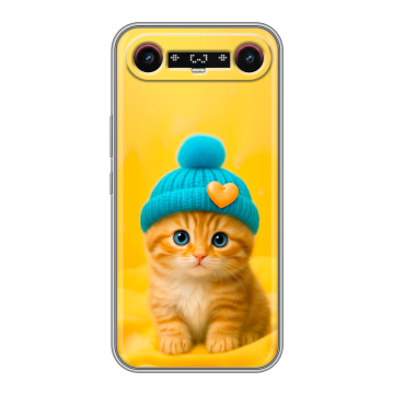 Силиконовый чехол на Tecno Camon Slim с принтом Котенок в шапке