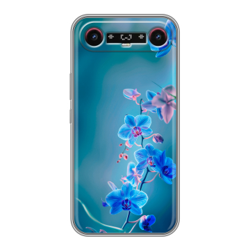 Силиконовый чехол на Tecno Camon Slim с принтом Голубые цветы