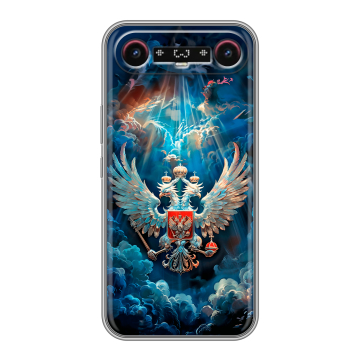 Силиконовый чехол на Tecno Camon Slim с принтом Герб флаг России