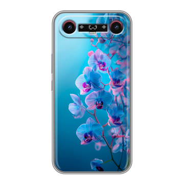 Силиконовый чехол на Tecno Camon Slim с принтом голубые орхидеи