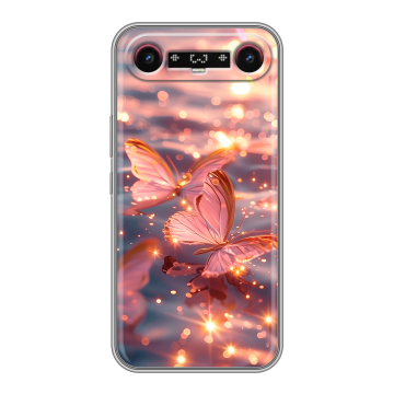 Силиконовый чехол на Tecno Camon Slim с принтом бабочки розовые