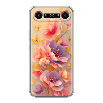 Силиконовый чехол на Tecno Camon Slim с принтом Цветы и бабочки