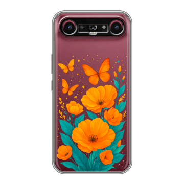 Силиконовый чехол на Tecno Camon Slim с принтом цветы бабочки