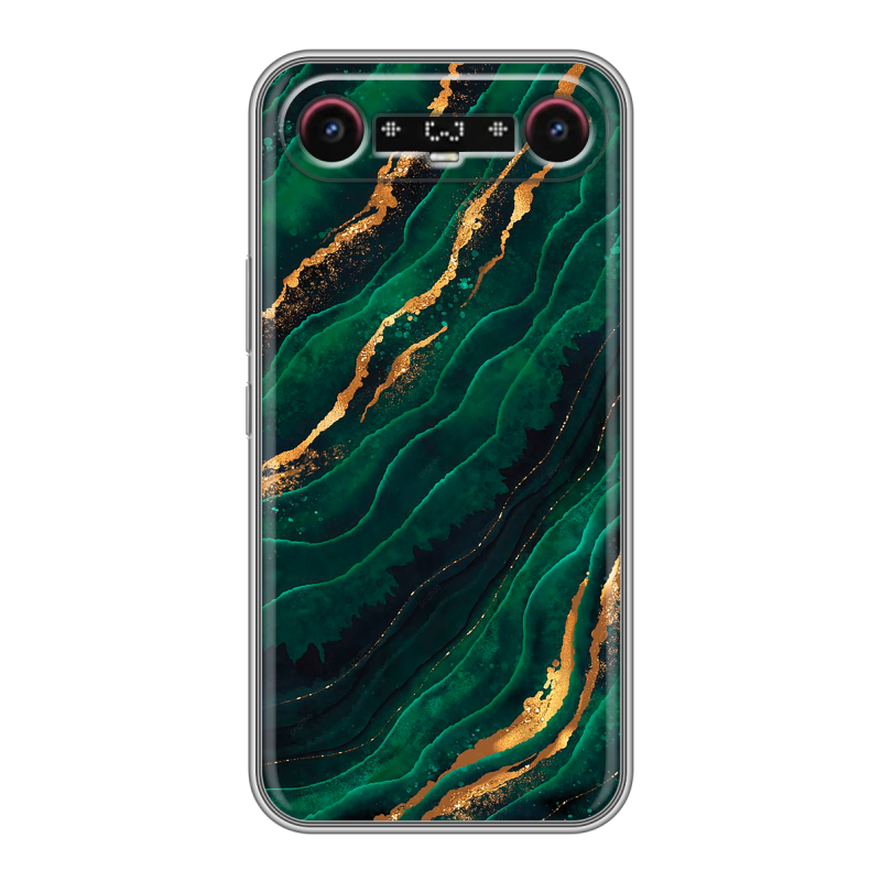 Силиконовый чехол на Tecno Camon Slim с принтом Мрамор зеленое золото Силиконовый чехол на Tecno Camon Slim с принтом Мрамор зеленое золото