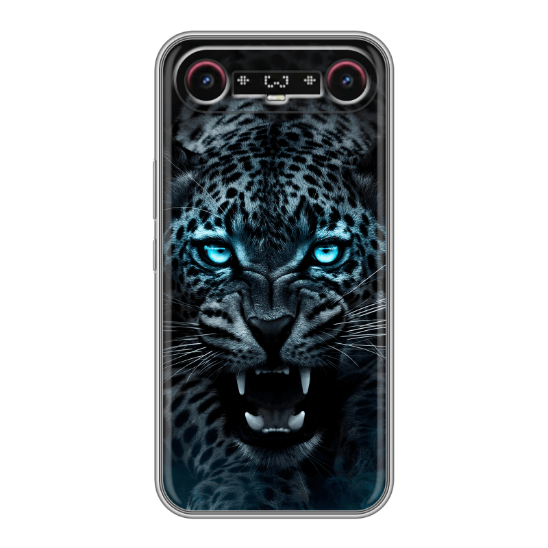 Силиконовый чехол на Tecno Camon Slim с принтом Темный леопард Силиконовый чехол на Tecno Camon Slim с принтом Темный леопард