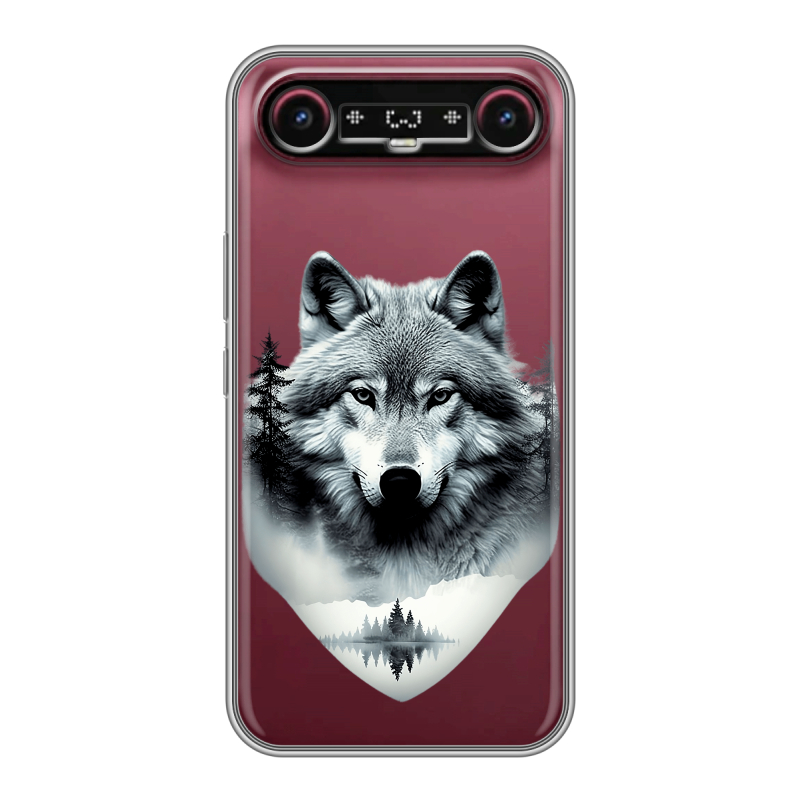 Силиконовый чехол на Tecno Camon Slim с принтом Волк в лесу Силиконовый чехол на Tecno Camon Slim с принтом Волк в лесу