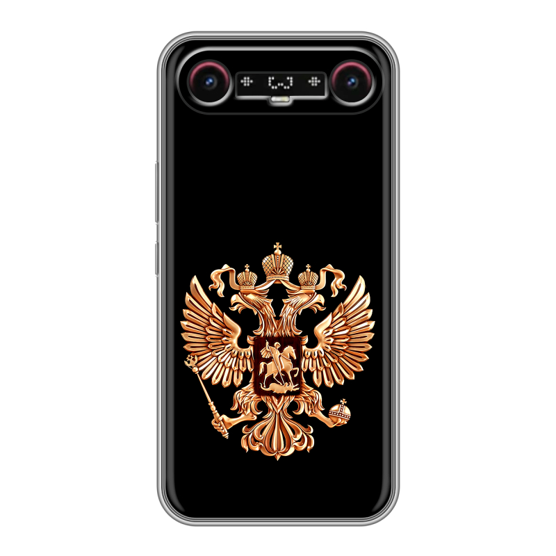 Силиконовый чехол на Tecno Camon Slim с принтом Герб России золотой Силиконовый чехол на Tecno Camon Slim с принтом Герб России золотой