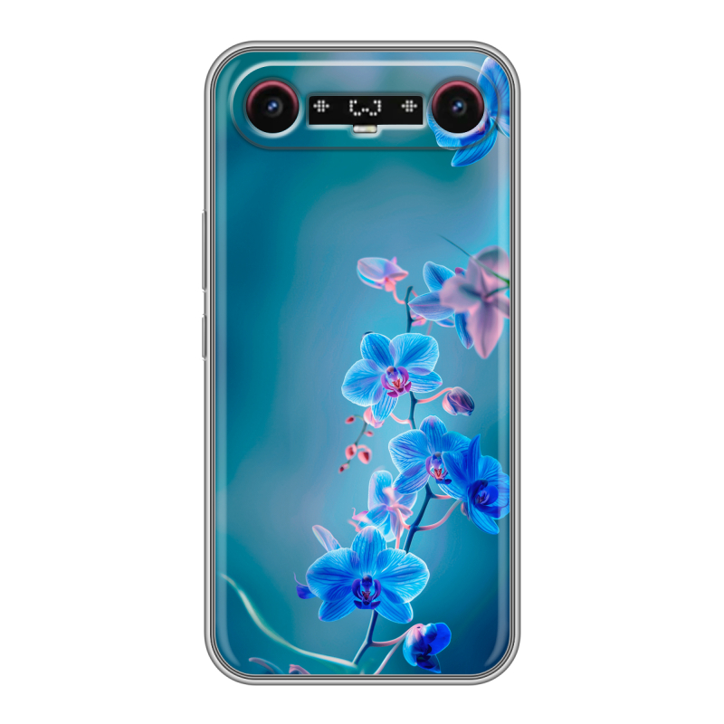 Силиконовый чехол на Tecno Camon Slim с принтом Голубые цветы Силиконовый чехол на Tecno Camon Slim с принтом Голубые цветы