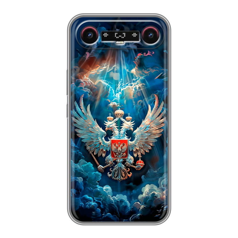 Силиконовый чехол на Tecno Camon Slim с принтом Герб флаг России Силиконовый чехол на Tecno Camon Slim с принтом Герб флаг России
