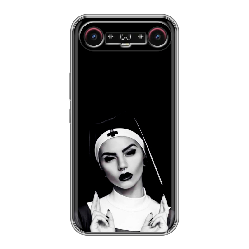 Силиконовый чехол на Tecno Camon Slim с принтом монашка Силиконовый чехол на Tecno Camon Slim с принтом монашка