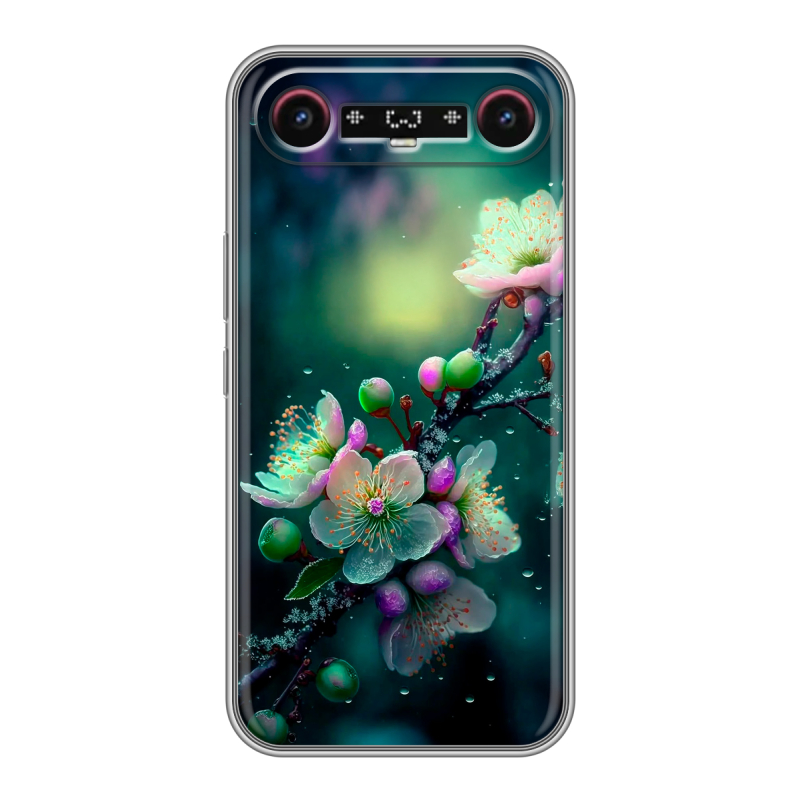 Силиконовый чехол на Tecno Camon Slim с принтом Цветы и мрамор Силиконовый чехол на Tecno Camon Slim с принтом Цветы и мрамор