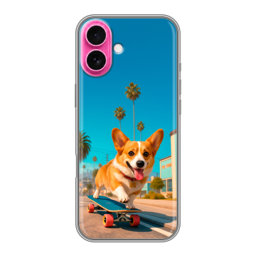 Силиконовый чехол на Iphone 18 с принтом Корги на скейте