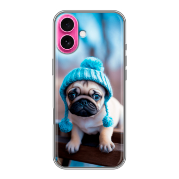 Силиконовый чехол на Iphone 18 с принтом Мопс в шапке