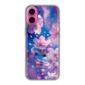 Силиконовый чехол на Iphone 18 с принтом цветы бабочки