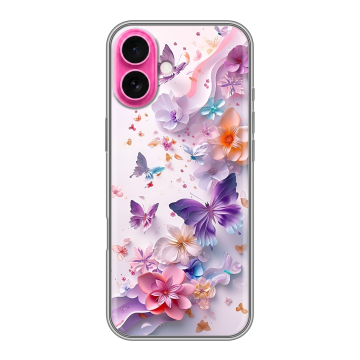 Силиконовый чехол на Iphone 18 с принтом цветы бабочки