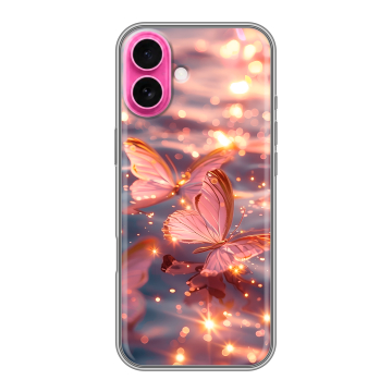 Силиконовый чехол на Iphone 18 с принтом бабочки розовые