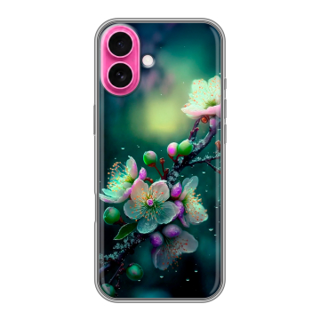 Силиконовый чехол на Iphone 18 с принтом Цветы и мрамор
