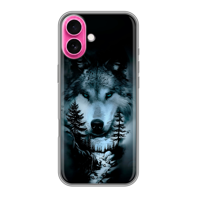 Силиконовый чехол на Iphone 18 с принтом Лесной волк Силиконовый чехол на Iphone 18 с принтом Лесной волк