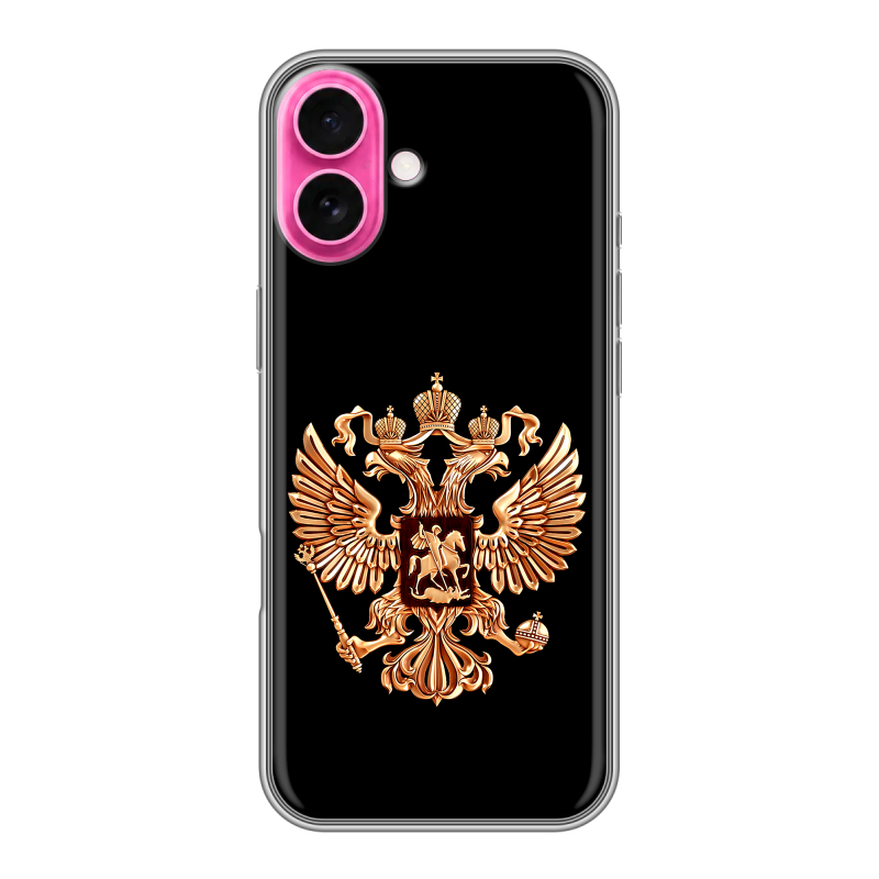 Силиконовый чехол на Iphone 18 с принтом Герб России золотой Силиконовый чехол на Iphone 18 с принтом Герб России золотой