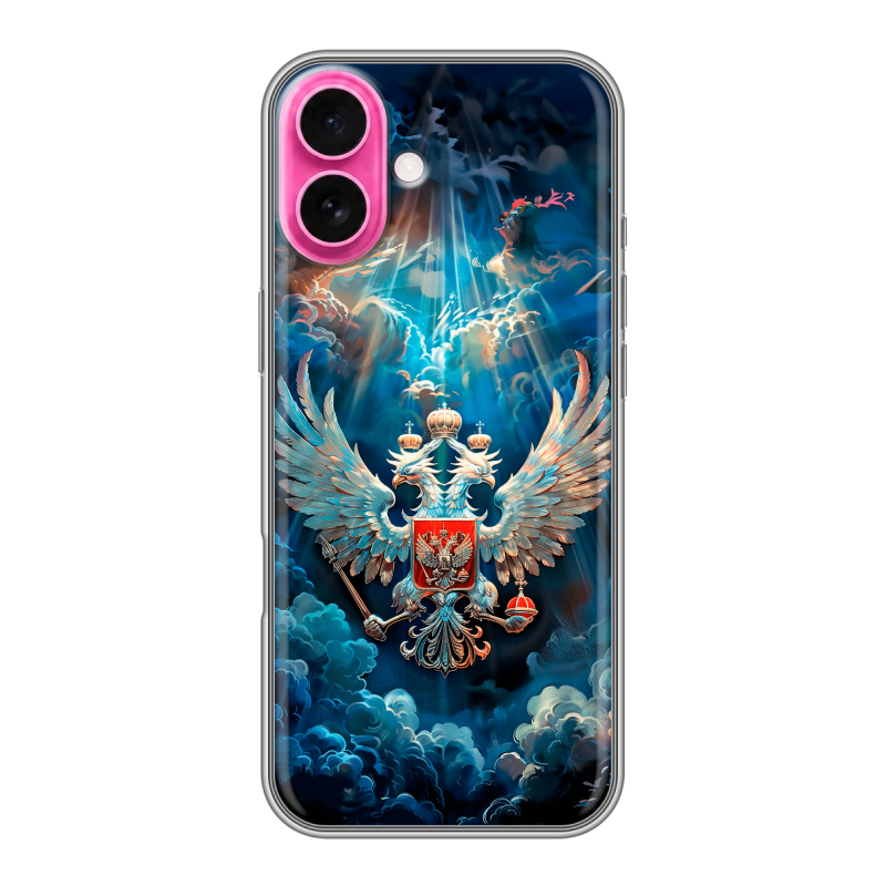 Силиконовый чехол на Iphone 18 с принтом Герб флаг России Силиконовый чехол на Iphone 18 с принтом Герб флаг России