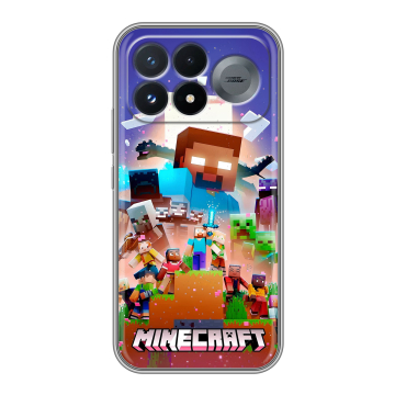 Силиконовый чехол на Poco F9 Pro с принтом Майнкрафт Minecraft