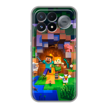 Силиконовый чехол на Poco F9 Pro с принтом Майнкрафт Minecraft