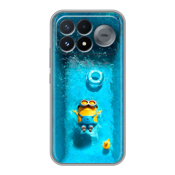 Силиконовый чехол на Poco F9 Pro с принтом Миньоны