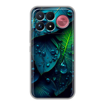 Силиконовый чехол на Poco F9 Ultra с принтом Листья