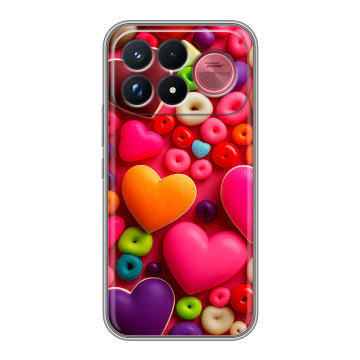 Силиконовый чехол на Poco F9 Ultra с принтом Сердечки