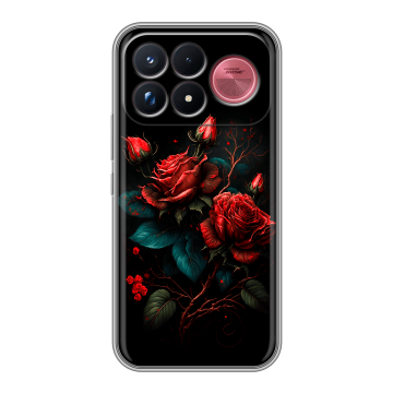 Силиконовый чехол на Poco F9 Ultra с принтом Розы красные