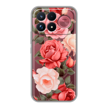 Силиконовый чехол на Poco F9 Ultra с принтом Розы